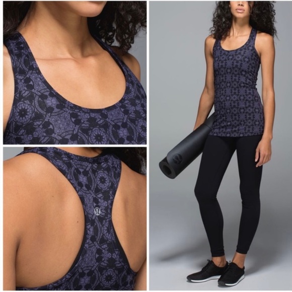 Lululemon Cool Racerback Mini Prisma Nightfall Black Grape Tank Top Sz 4 - Picture 3 of 12